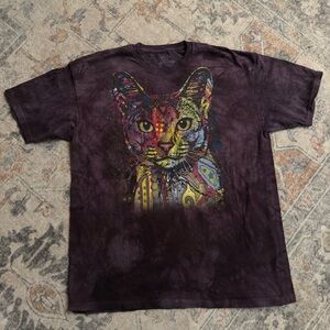 The Mountain Colorful Cat Tee - Black and Multicolor